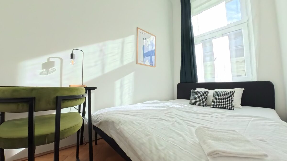 King bed with natural light