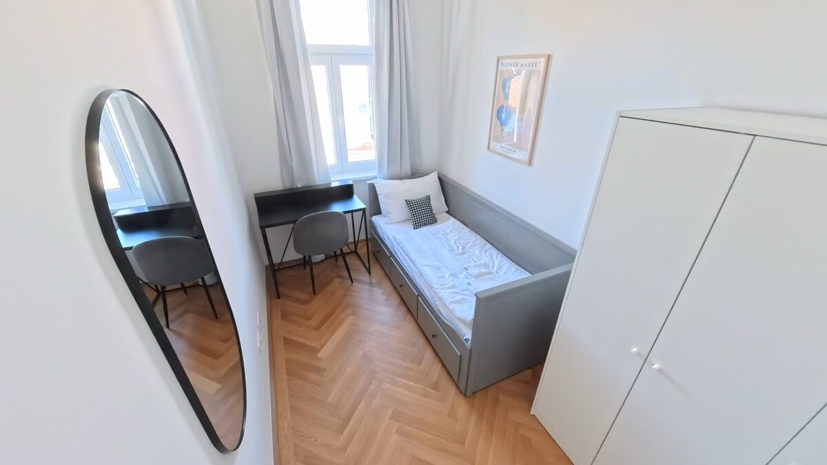 Room with desk and closet